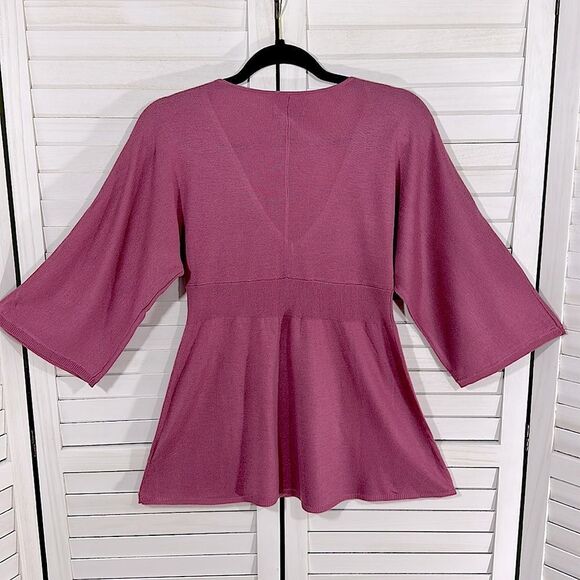 MIXIT Sweater Medium Pink Wool Blend Plunge Neckline - Picture 10 of 13